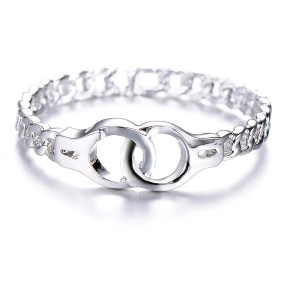 HANDCUFF RING Silver Punk Statement Simple Gothic - Picture 2 of 4